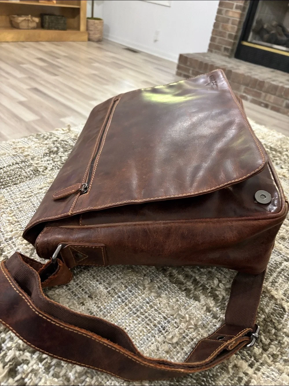 Green Wood Australia Brown Leather Messenger Classic Men’s Crossbody Bag